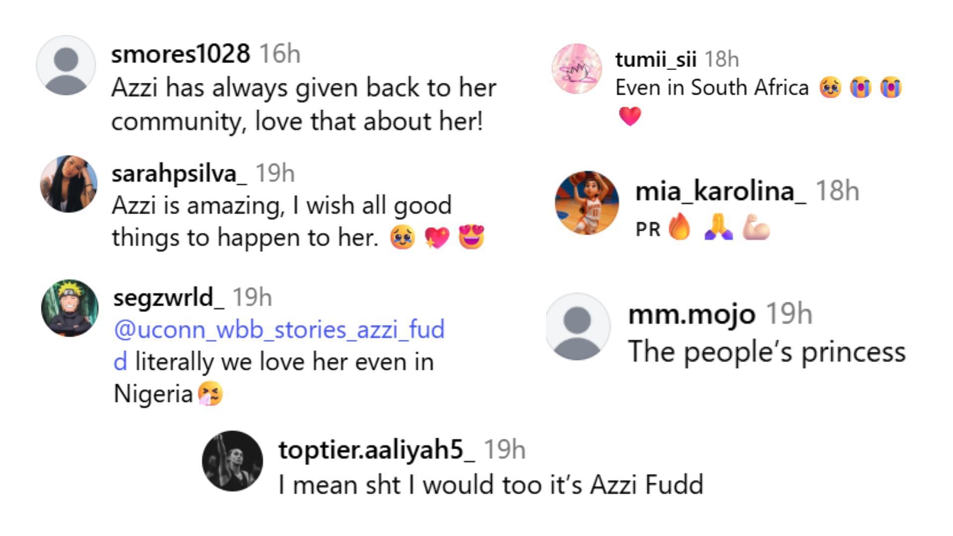 Other reactions from Azzi Fudd's camp (Image Source: @overtimewbb/Instagram)